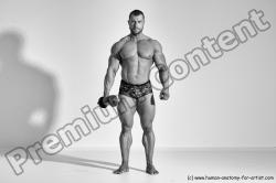 Underwear Man White Moving poses Muscular Short Brown Dynamic poses Academic